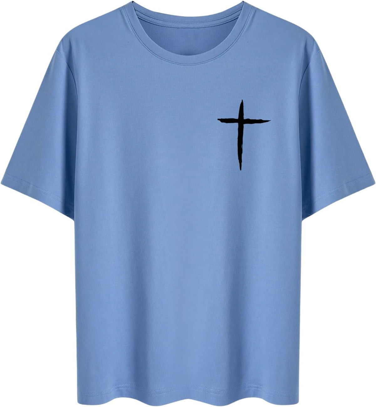 BEAUDRM Men's Plus Size Cross Graphic Tee Short Sleeve Regular Fit T Shirt