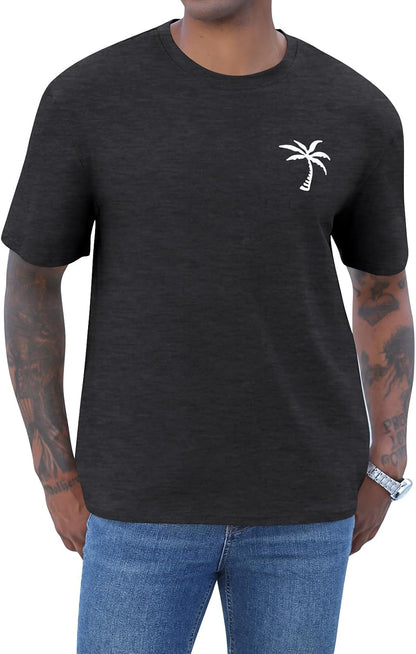 Mens Short Sleeve T-Shirt Graphic Loose Fit Tee Crew Neck Palm Tree Summer Shirts