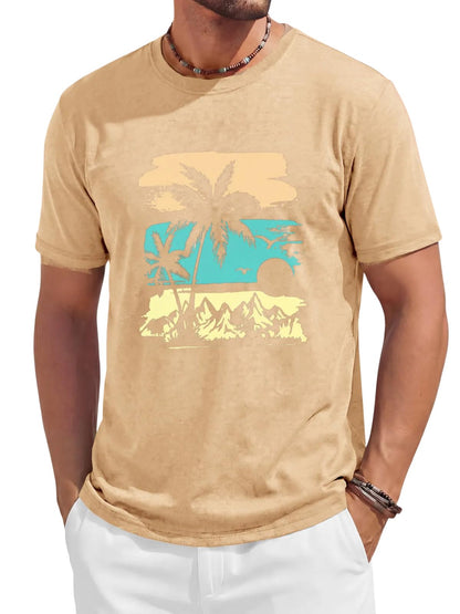 Runcati Mens Short Sleeve T-Shirts Casual Crewneck Graphic Printed Tees