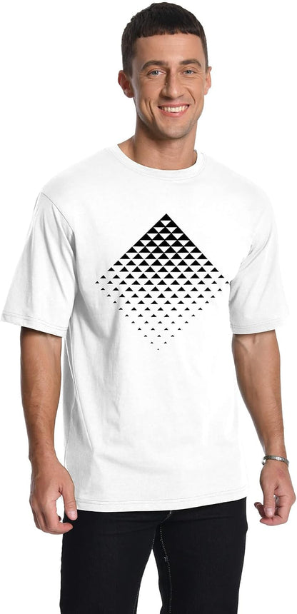 Aiyino Men's Triangle Geometric Tee – Gradient Art 100% Cotton Casual Top