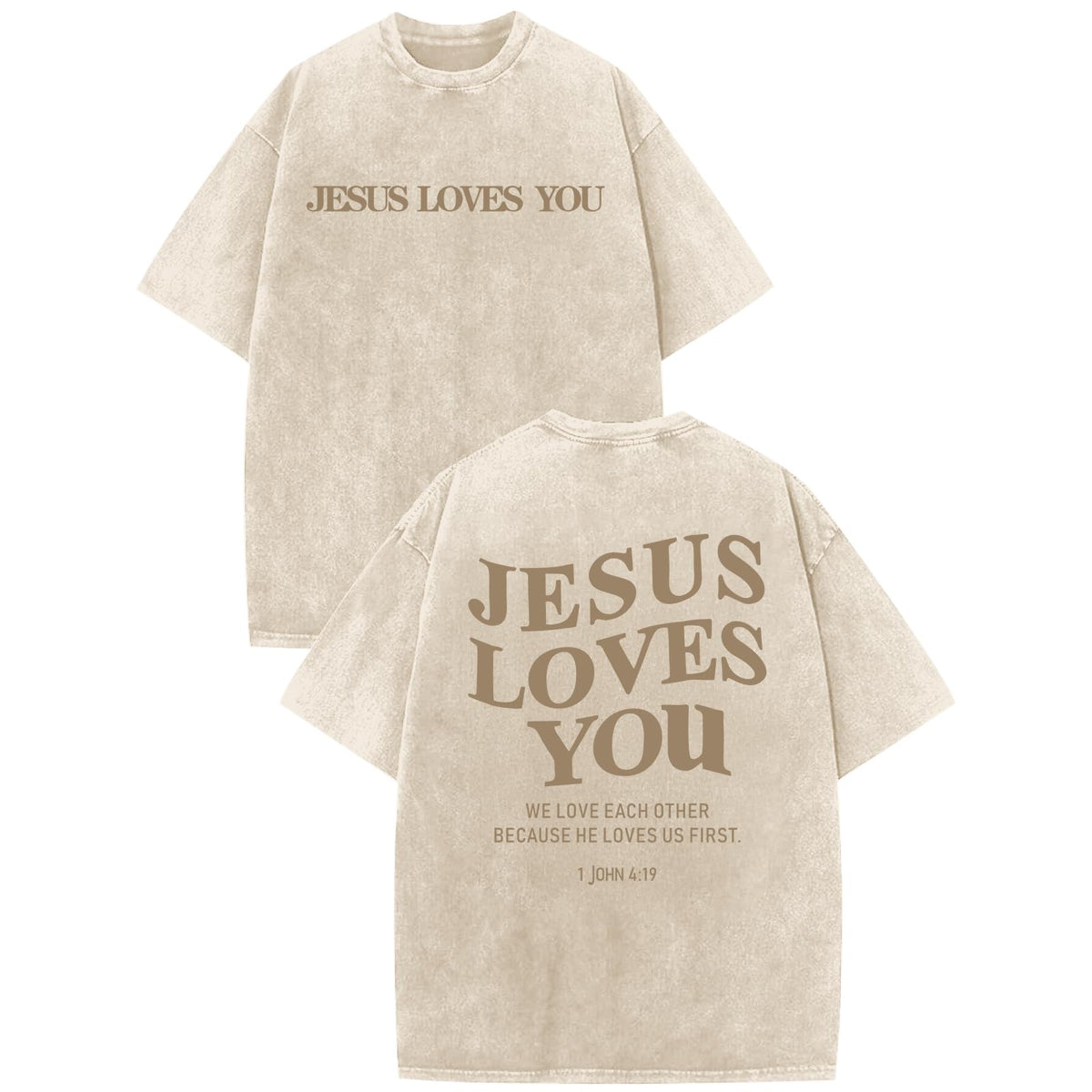 Christian Jesus Loves You Shirts for Men Religious Oversized Graphic Tees Jesus Faith Acid Wash T Shirt God Top