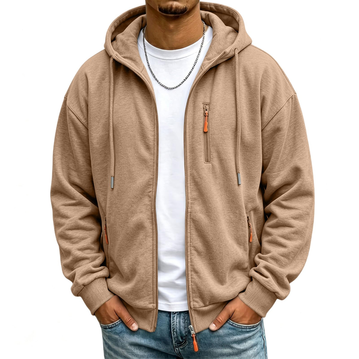 Mens Zip Up Hoodie Fall Essentials Jackets Light Weight Long Sleeve Hoodies