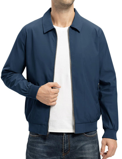TBMPOY Mens Lightweight Jackets Casual Stylish Windbreakers for Men Light Track Jacket Laydown Collar Fall Golf Coats