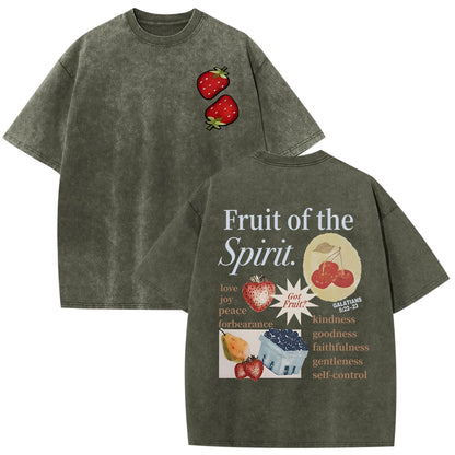 Christian Fruit of The Spirit Shirt for Men Jesus Religious Shirts Oversized Graphic Tees Acid Wash God T-Shirt Tops