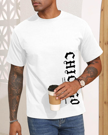 Aiyino Men's Chicago Graphic Tee – Gothic City 100% Cotton Casual Top