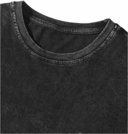 SHENHE Men's Vintage Washed T Shirt Graphic Unisex Tee Short Sleeve Top