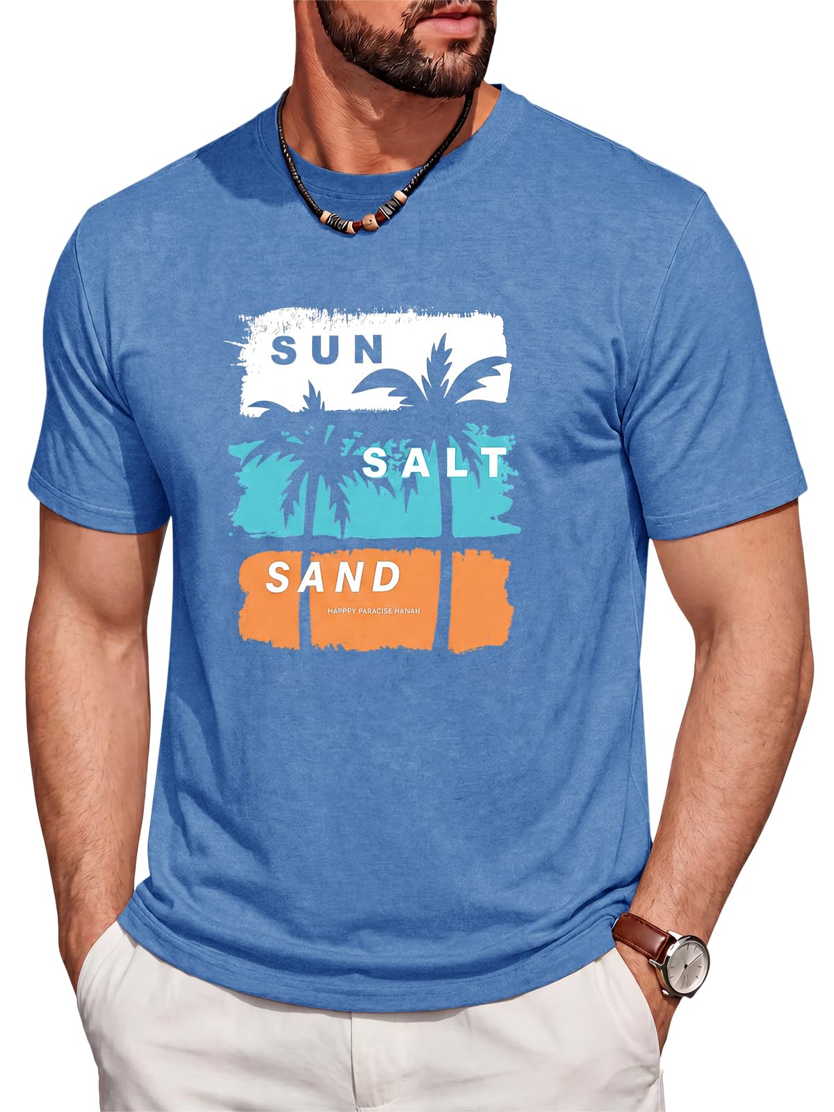 Runcati Mens Short Sleeve T-Shirts Casual Printed Graphic Tees Beach Tops
