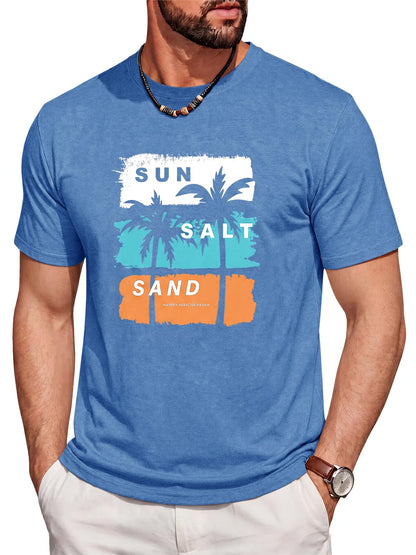Runcati Mens Short Sleeve T-Shirts Casual Printed Graphic Tees Beach Tops