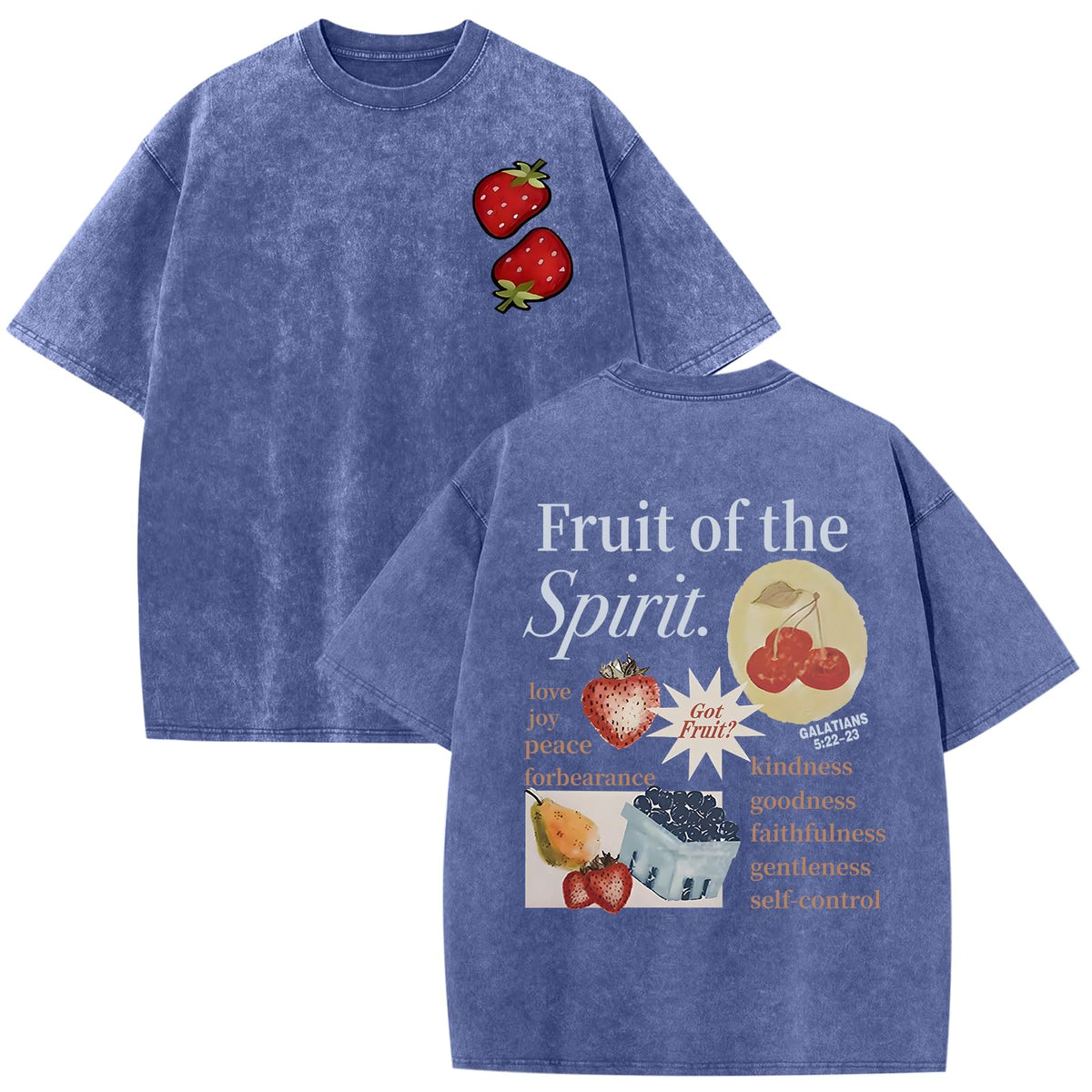 Christian Fruit of The Spirit Shirt for Men Jesus Religious Shirts Oversized Graphic Tees Acid Wash God T-Shirt Tops