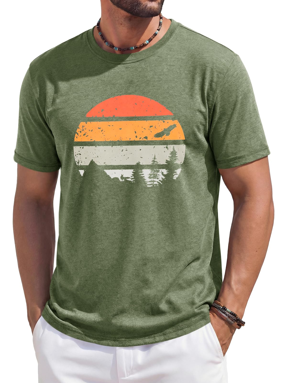 Runcati Mens Short Sleeve T-Shirts Casual Graphic Tees Summer Beach Tops
