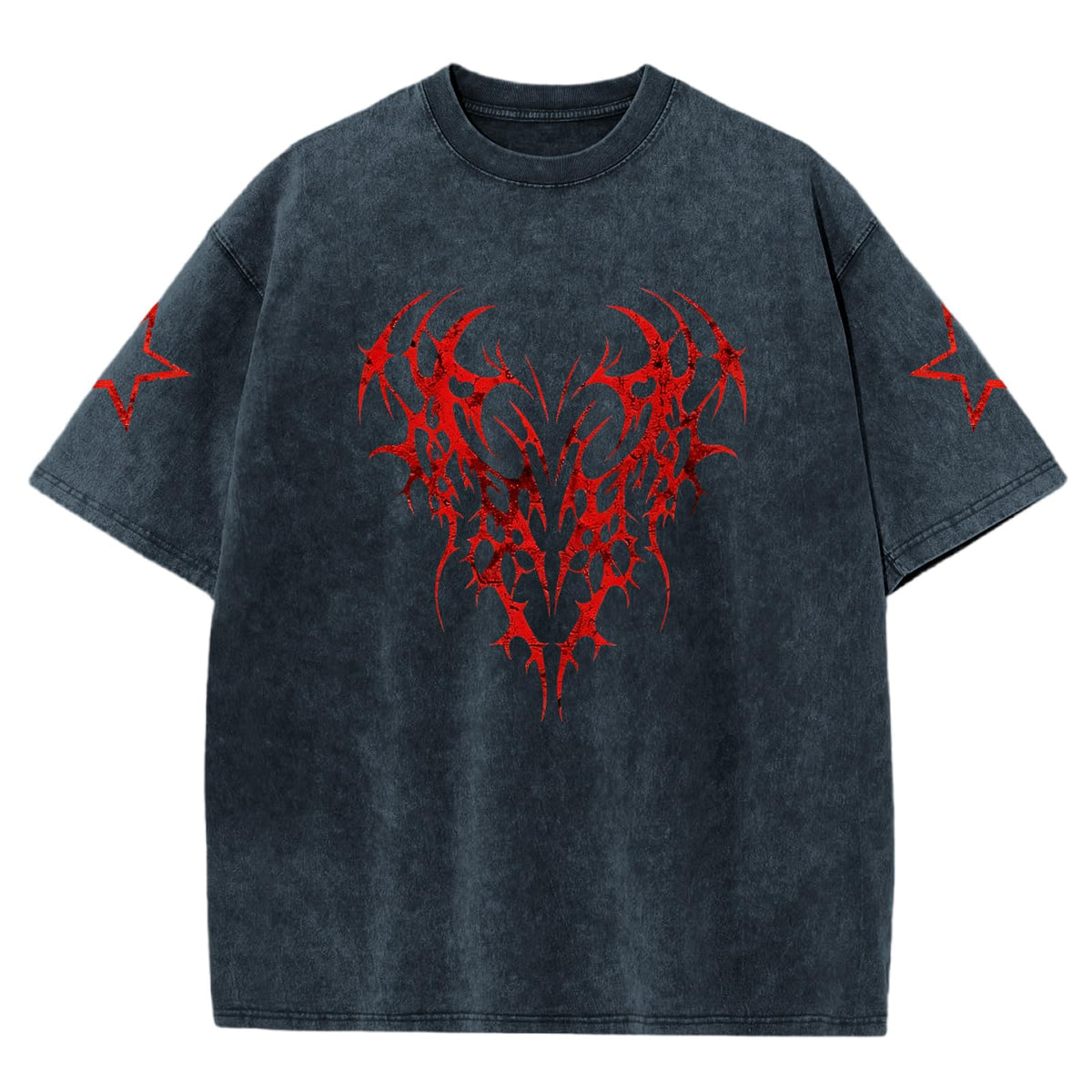 Men Graphic Tees Grunge Goth Punk Oversized Tshirts Emo Scene Gothic Shirts Y2k Streetwear Acid Wash T-Shirt
