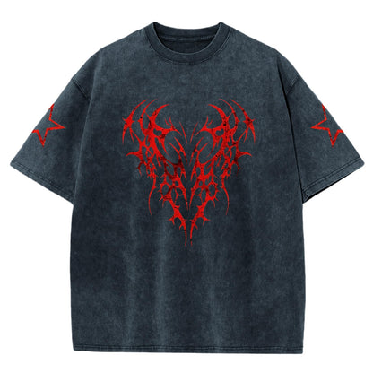 Men Graphic Tees Grunge Goth Punk Oversized Tshirts Emo Scene Gothic Shirts Y2k Streetwear Acid Wash T-Shirt