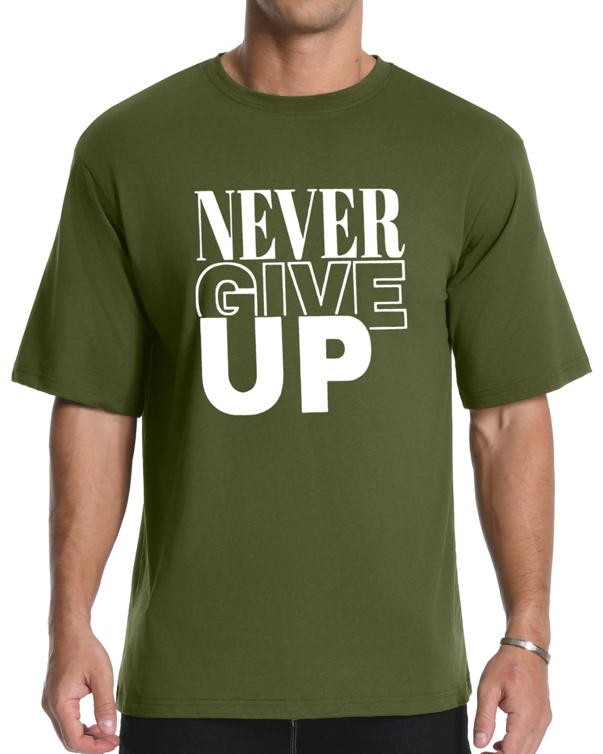 Aiyino Men's Never Give Up Tee – Bold Slogan Graphic
