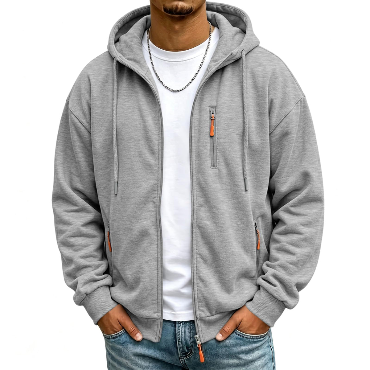 Mens Zip Up Hoodie Fall Essentials Jackets Light Weight Long Sleeve Hoodies