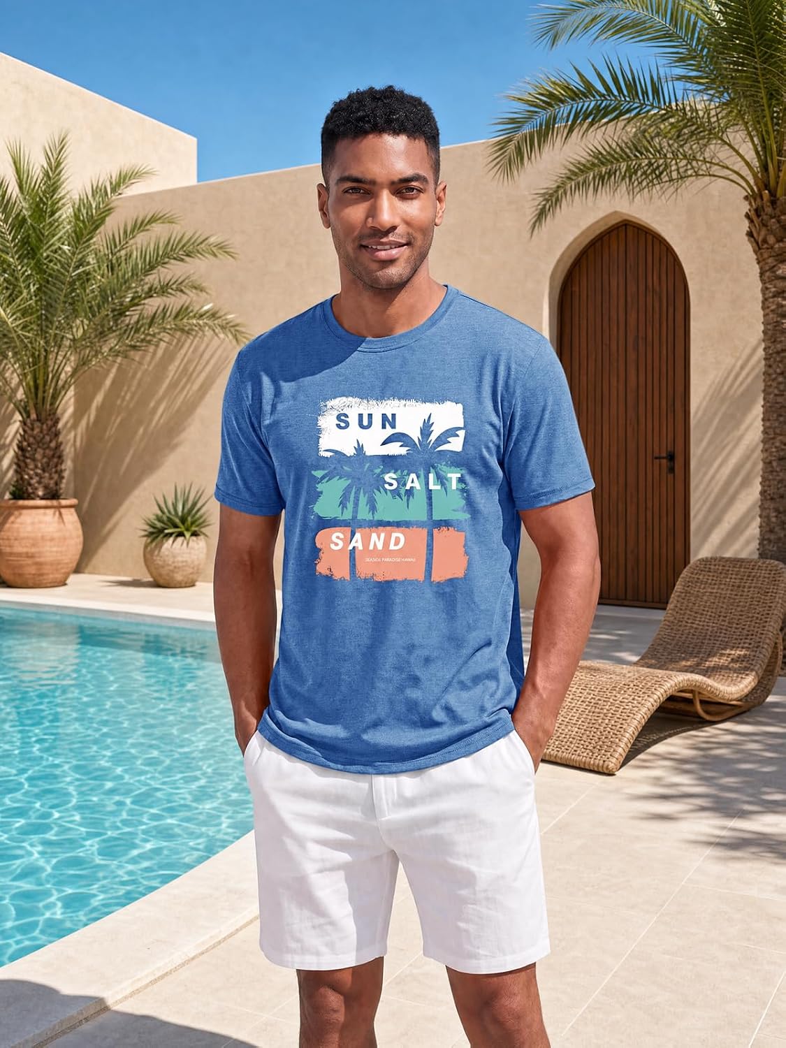 Runcati Mens Short Sleeve T-Shirts Casual Printed Graphic Tees Beach Tops
