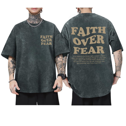 Christian Shirts for Men Faith Over Fear Oversized Tees