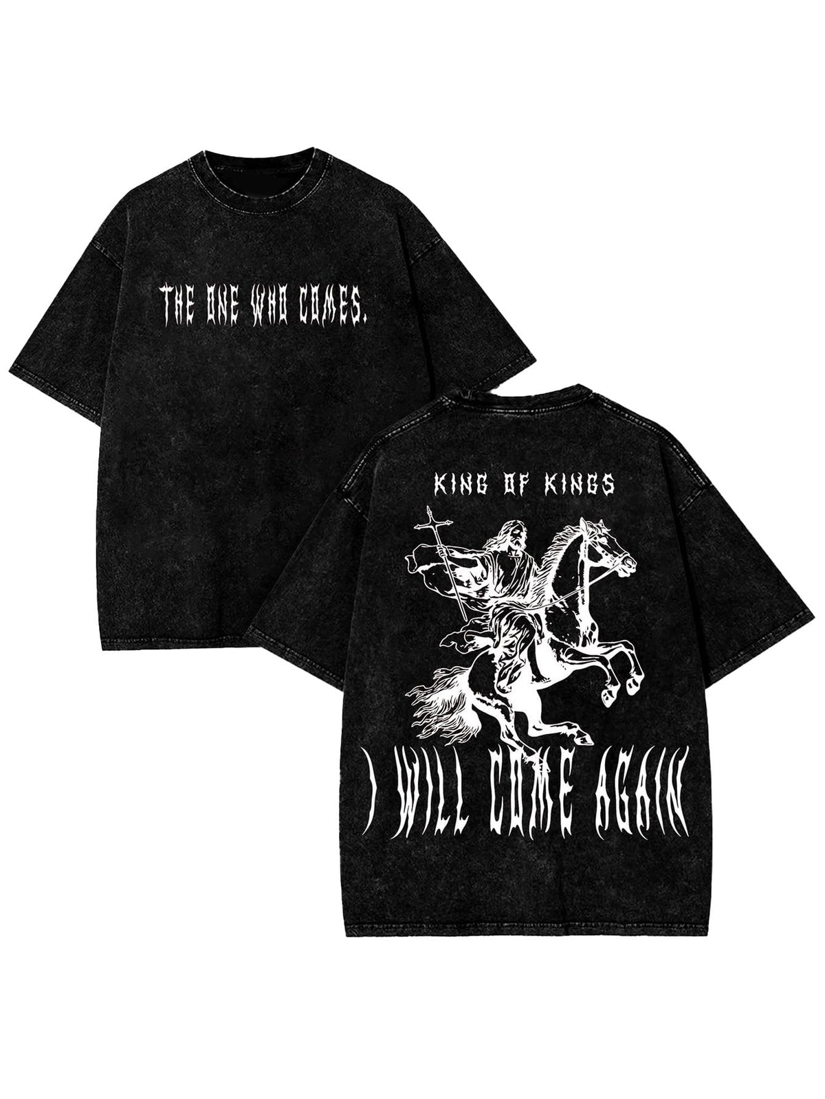 Men's Oversized Heavyweight T-Shirt Acid Wash Graphic Tee Heavyweight Cotton Streetwear Retro Angel Cross Print