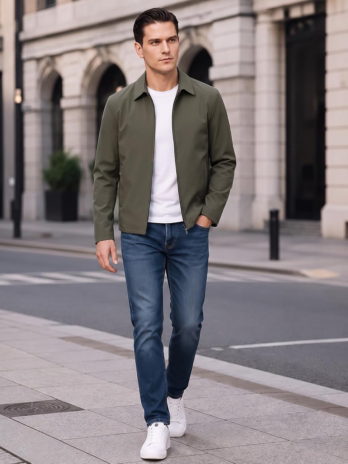 Allthemen Mens Lightweight Jacket Casual Zip Up Golf Work Jackets