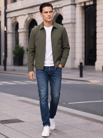 Allthemen Mens Lightweight Jacket Casual Zip Up Golf Work Jackets