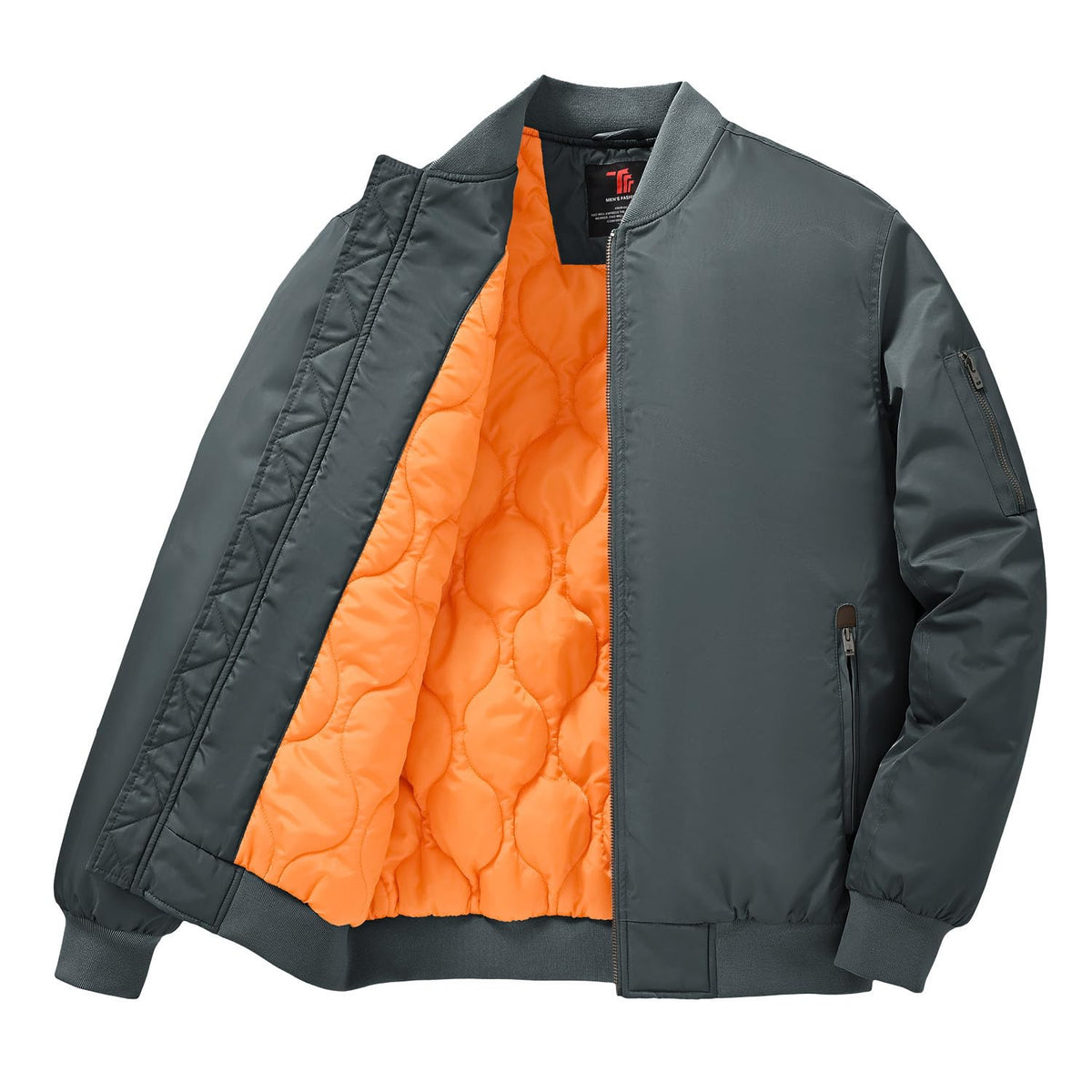 Gopune Men's Bomber Jacket Casual Fall Winter Warm Jacket Full Zip Padded Coats Outwear