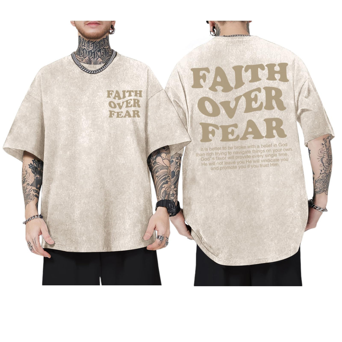 Christian Shirts for Men Faith Over Fear Oversized Tees