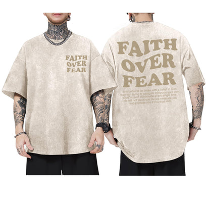 Christian Shirts for Men Faith Over Fear Oversized Tees