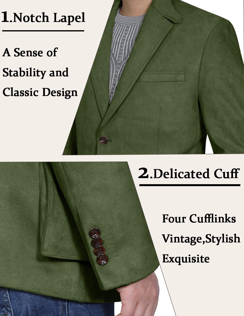 Men Blazers Suede Suits Jackets for Mens Retro Sport Coats Casual Slim Fit