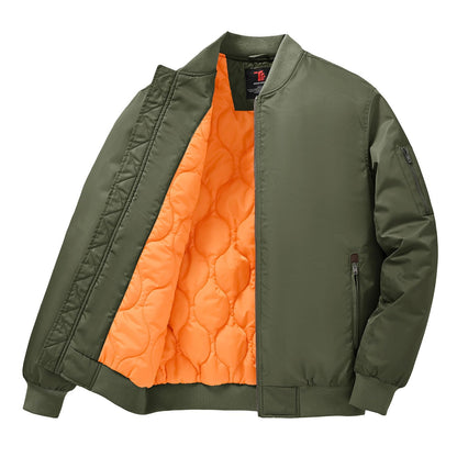 Gopune Men's Bomber Jacket Casual Fall Winter Warm Jacket Full Zip Padded Coats Outwear
