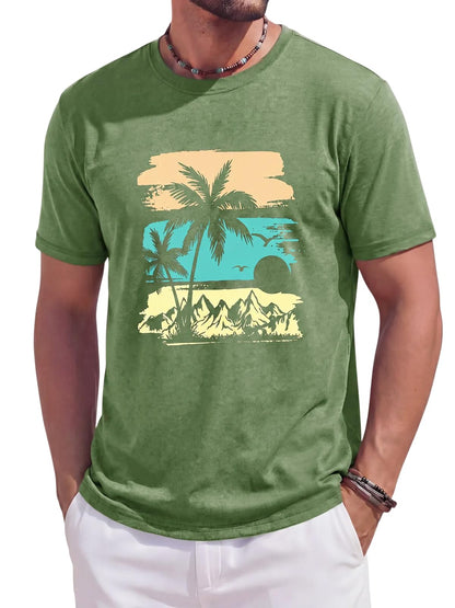 Runcati Mens Short Sleeve T-Shirts Casual Crewneck Graphic Printed Tees