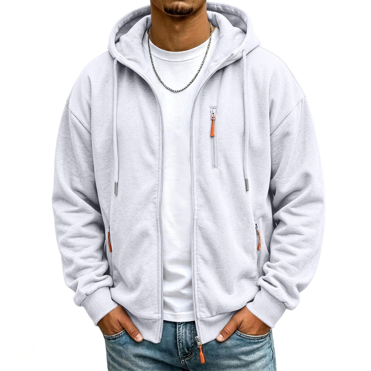 Mens Zip Up Hoodie Fall Essentials Jackets Light Weight Long Sleeve Hoodies