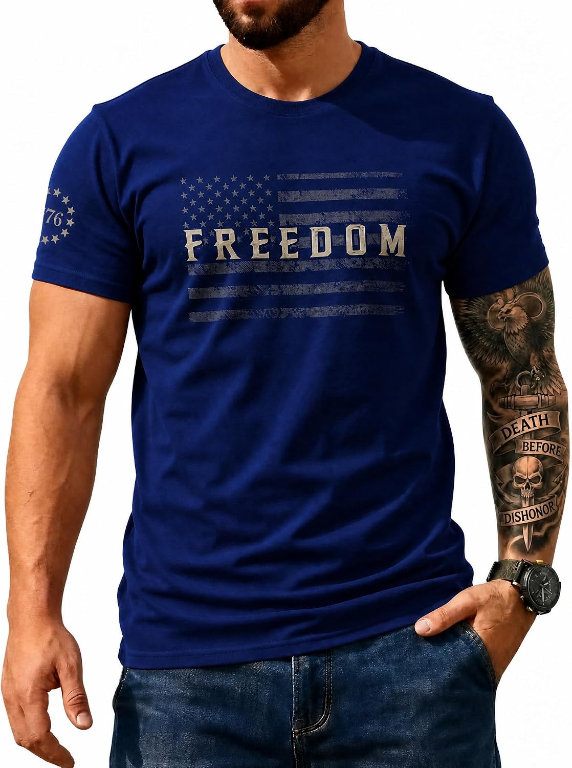 Men's USA Flag T-Shirt, Patriotic Freedom Graphic Tee, us Independence Day tee