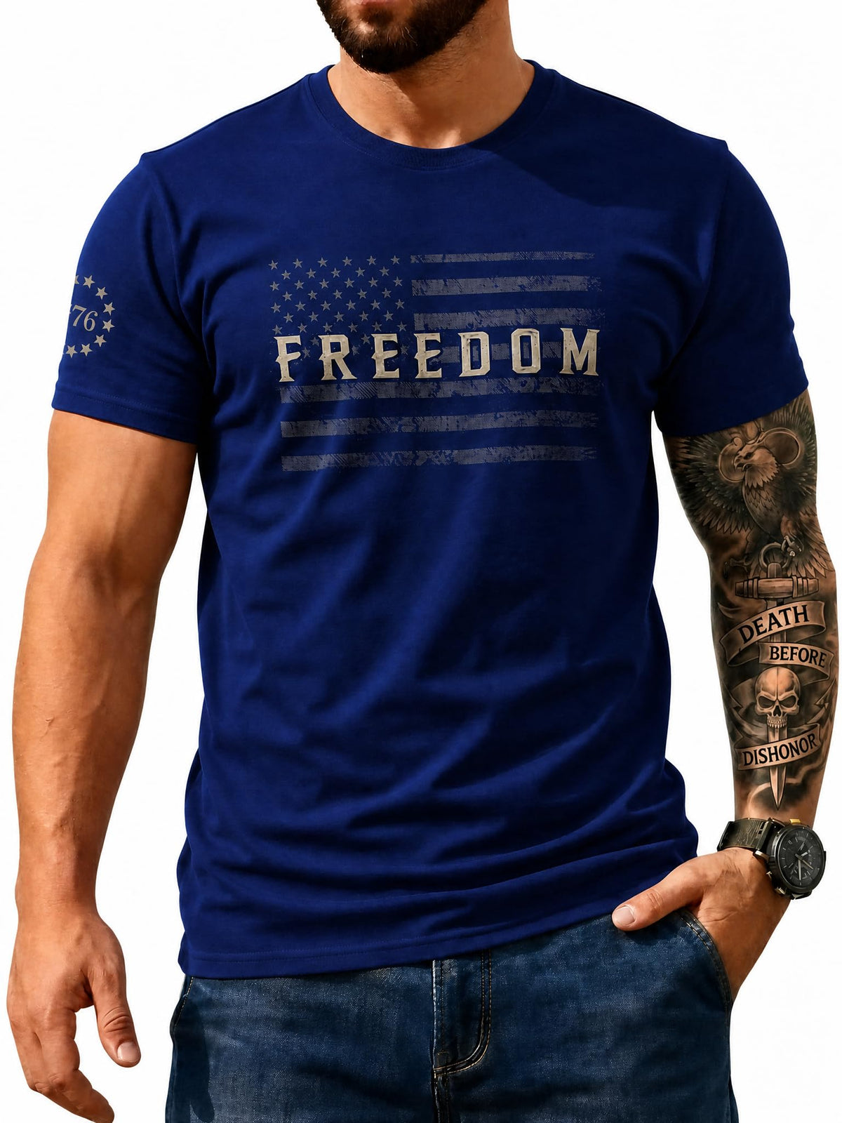 Men's USA Flag T-Shirt, Patriotic Freedom Graphic Tee, us Independence Day tee