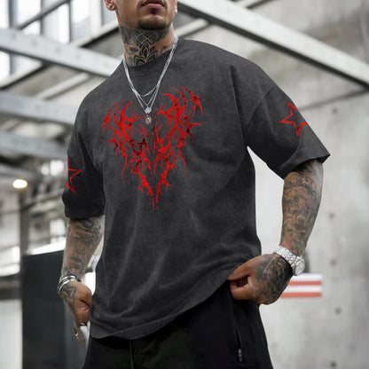 Men Graphic Tees Grunge Goth Punk Oversized Tshirts Emo Scene Gothic Shirts Y2k Streetwear Acid Wash T-Shirt