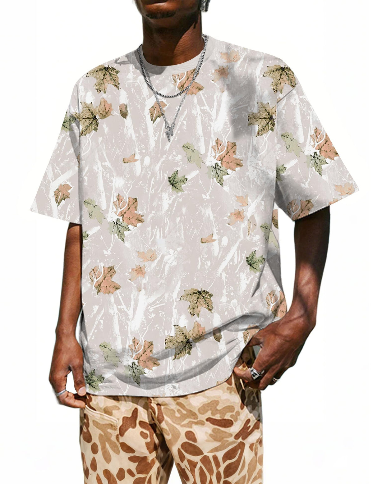 UOUA Men's Graphic Tees Oversized Short Sleeve T-Shirt