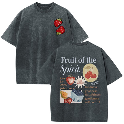 Christian Fruit of The Spirit Shirt for Men Jesus Religious Shirts Oversized Graphic Tees Acid Wash God T-Shirt Tops