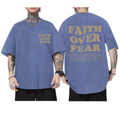 Christian Shirts for Men Faith Over Fear Oversized Tees
