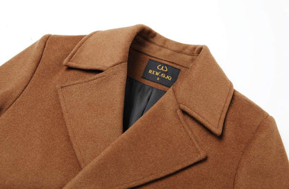 Men's Premium Wool Blend Double Breasted Long Pea Coat