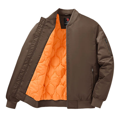Gopune Men's Bomber Jacket Casual Fall Winter Warm Jacket Full Zip Padded Coats Outwear