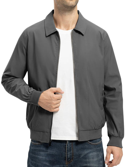 TBMPOY Mens Lightweight Jackets Casual Stylish Windbreakers for Men Light Track Jacket Laydown Collar Fall Golf Coats