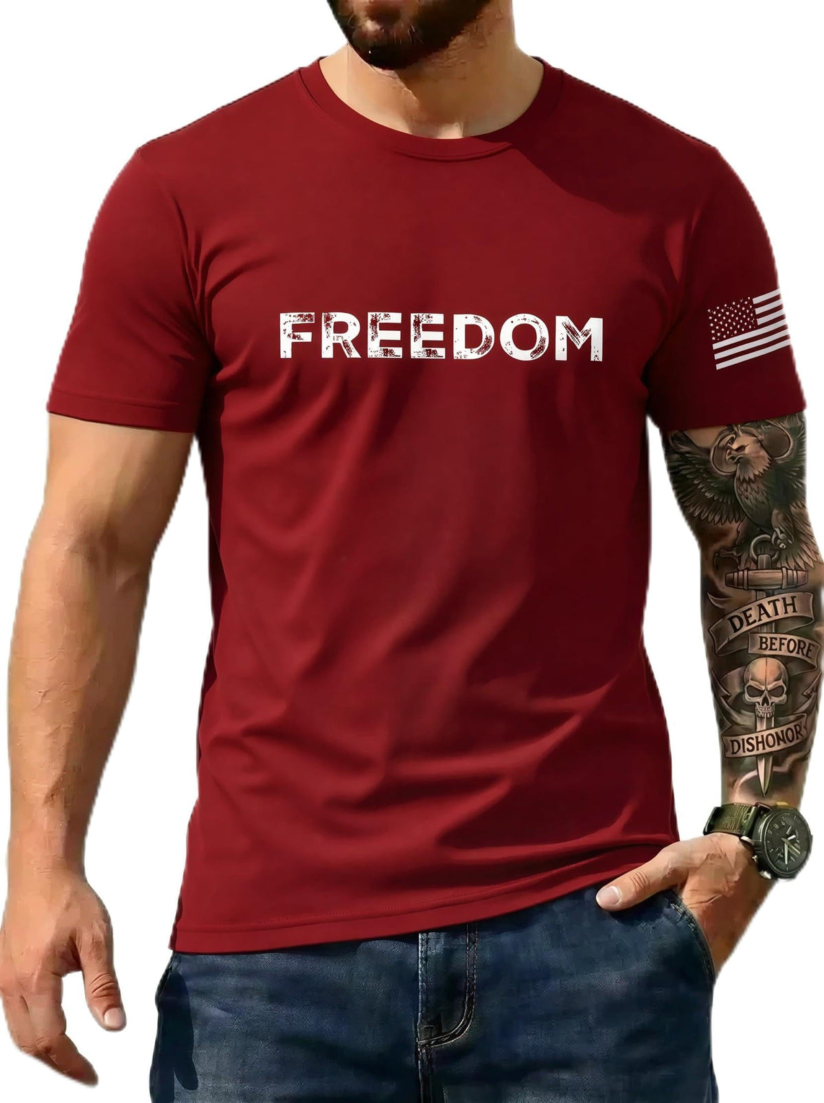 Men's USA Flag T-Shirt, Patriotic Freedom Graphic Tee, us Independence Day tee