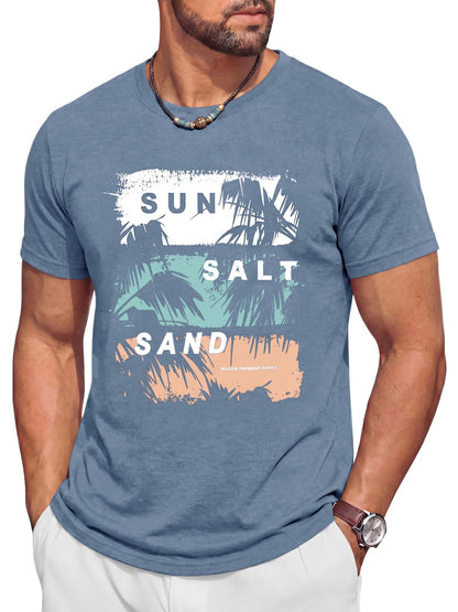 Runcati Mens Short Sleeve Crewneck Graphic Printed Casual T-Shirts