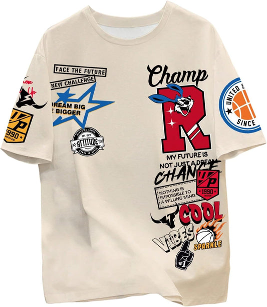 SweatyRocks Men's Graphic Short Sleeve Tee Shirts Casual Oversized Tees