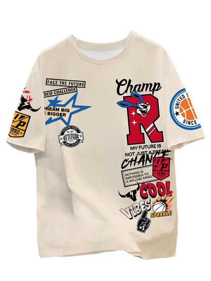 SweatyRocks Men's Graphic Short Sleeve Tee Shirts Casual Oversized Tees