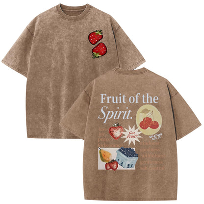 Christian Fruit of The Spirit Shirt for Men Jesus Religious Shirts Oversized Graphic Tees Acid Wash God T-Shirt Tops