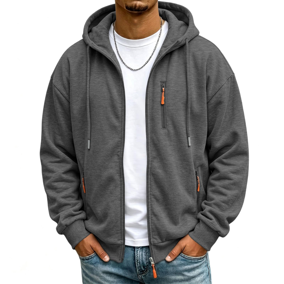 Mens Zip Up Hoodie Fall Essentials Jackets Light Weight Long Sleeve Hoodies