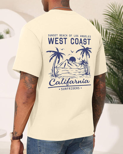 Aiyino Mens West Coast T-Shirt California Palm Tree Summer Graphic Tee