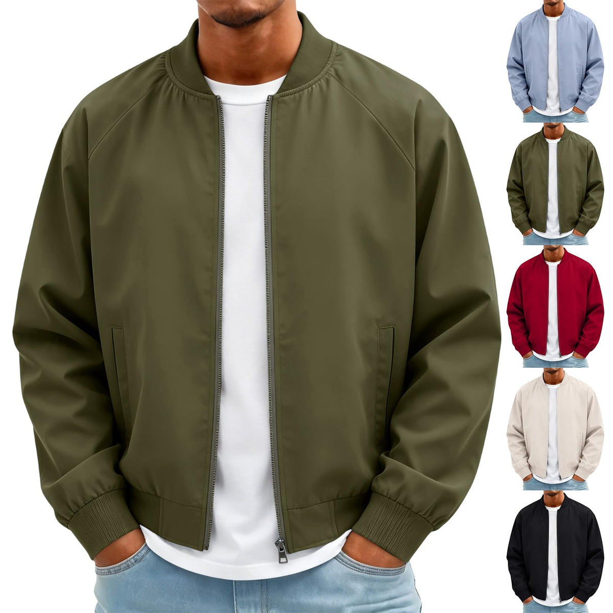 Bomber Jacket Men Casual Lightweight Zip Up Windbreaker Jackets
