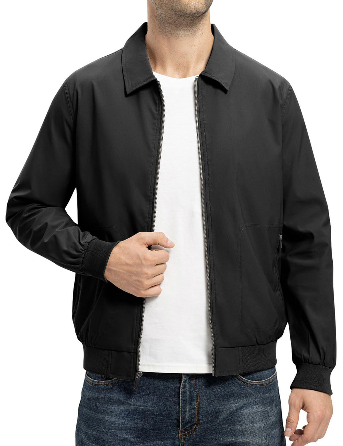 TBMPOY Mens Lightweight Jackets Casual Stylish Windbreakers for Men Light Track Jacket Laydown Collar Fall Golf Coats