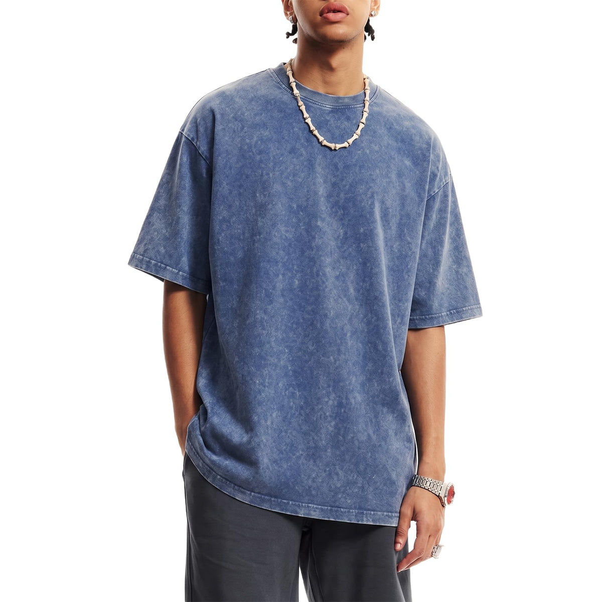 KEEPSHOWING Oversized Tshirts for Men Acid Wash Crewneck Cotton Graphic Tees Basic Short Sleeve Loose Fit Tops 2026
