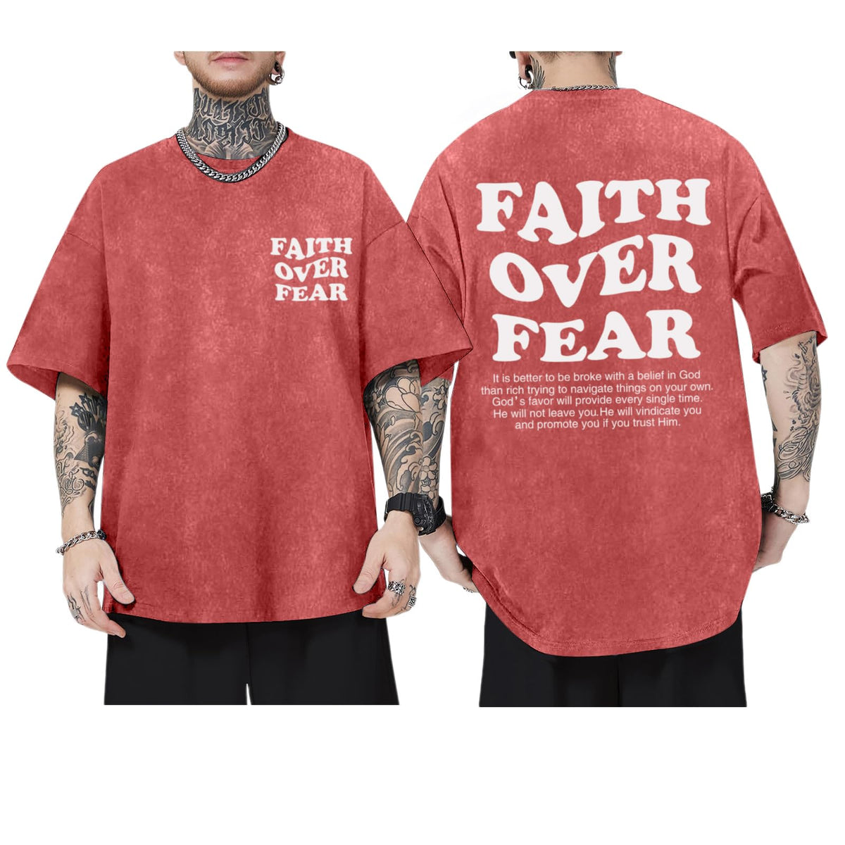 Christian Shirts for Men Faith Over Fear Oversized Tees
